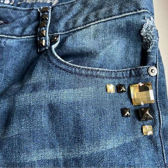 Apt. 9 Skinny Jeans Maxwell Fit Distressed with Studs and Jewel Accents Sz 8 - Picture 8 of 11